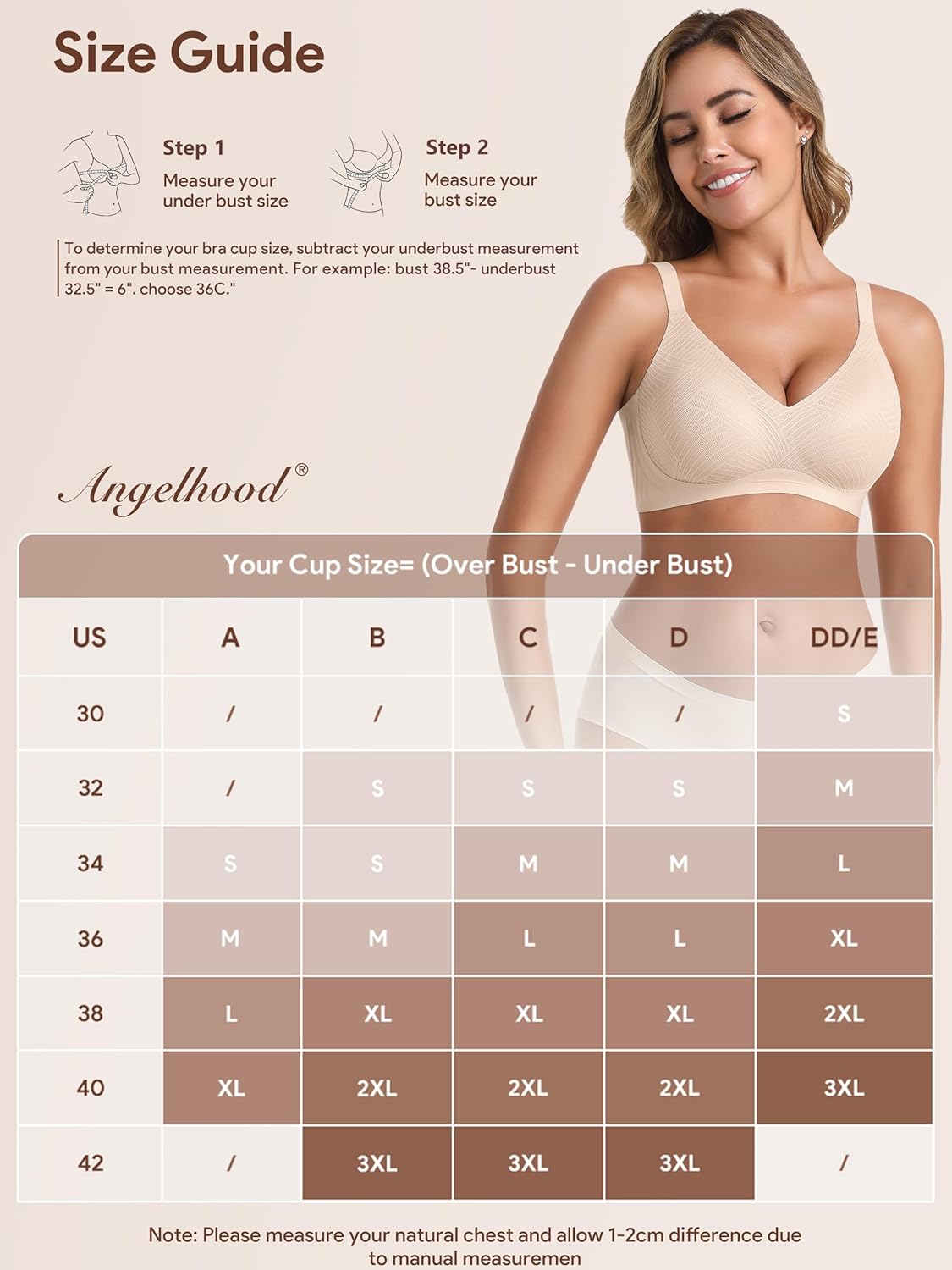 Angelhood Bras for Women Lace V Neck Seamless Wireless No Underwire Supportive Pushup Bralette Comfortable T Shirt Bra - Image 7