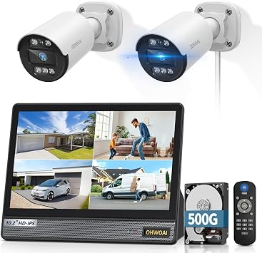 Outdoor Wired Security Camera System,CCTV Cameras Outside | All-in-One DVR, Home Video Surveillance Systems, 122 Wide Angle, Motion Detection, No Monthly Fees