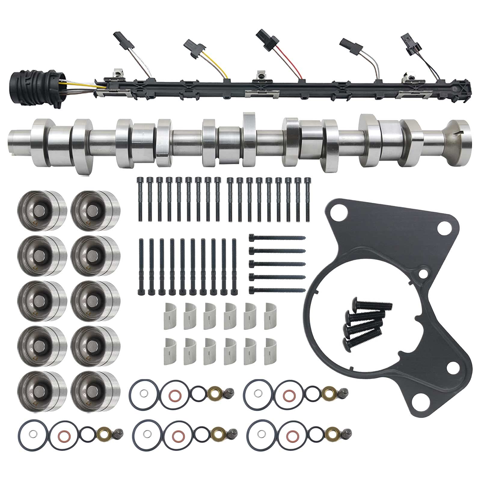 NICEKE Kit cablaggio set albero a camme + 8 x sollevatori idraulici 038109309A 070109101Q 070971033 compatibile con BNZ BPC BPD BPE 2.5 R5 TDI