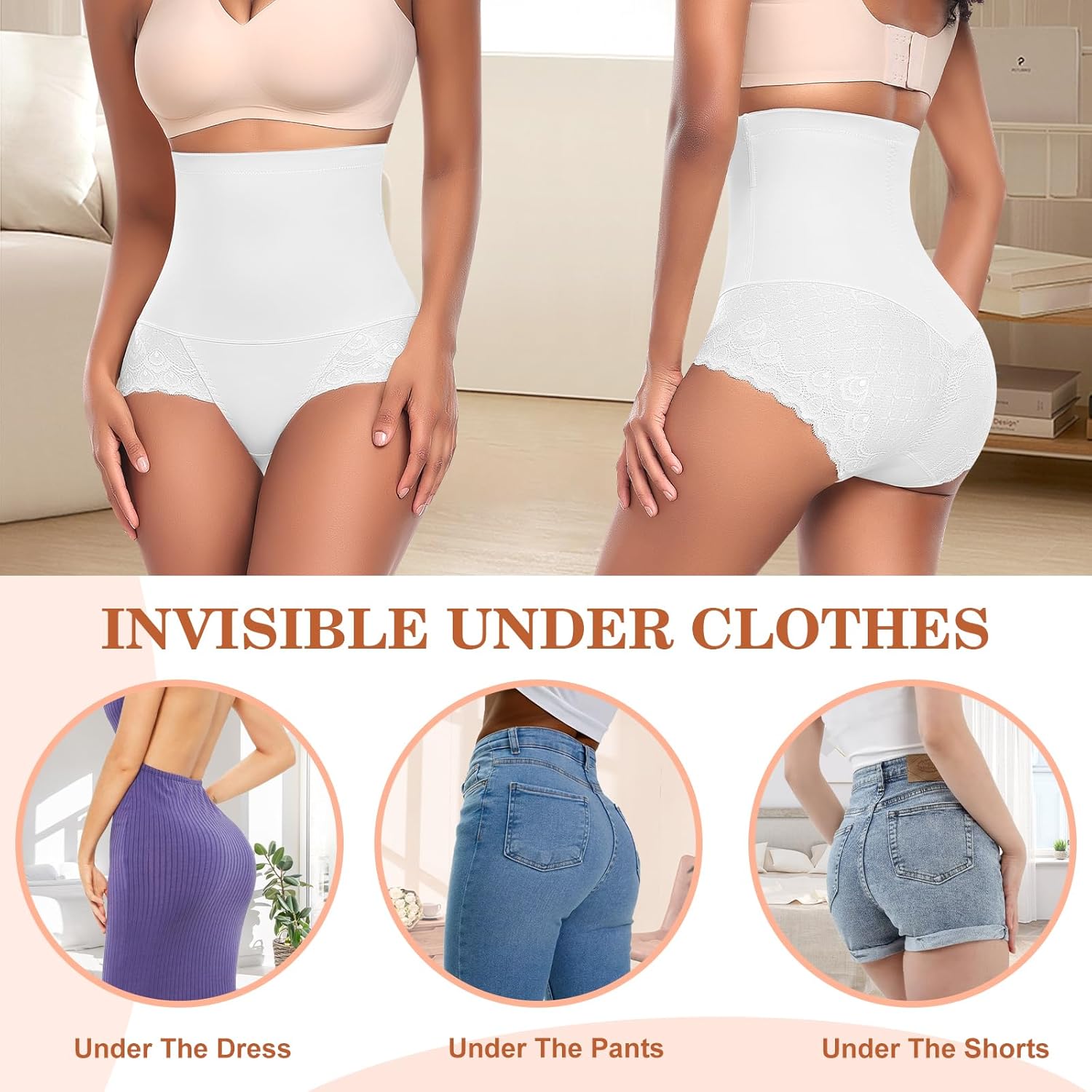 Werena Tummy Control Shapewear Panties for Women High Waist Body Shaper Underwear Lace Shaping Girdle Briefs - Image 6