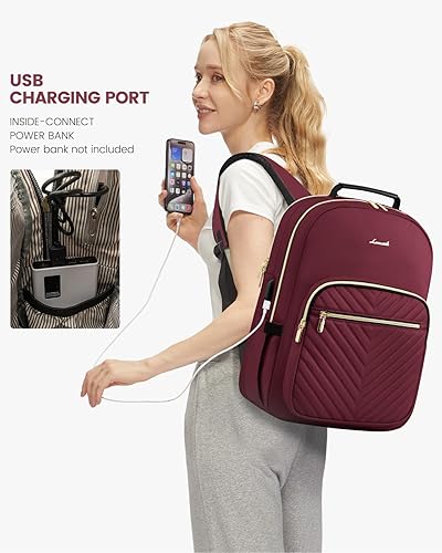 Miniatura 5 de LOVEVOOK Mochila para laptop para mujer, bolsa de trabajo grande para computadora de viaje, para profesores de negocios, enfermeras, universidad,