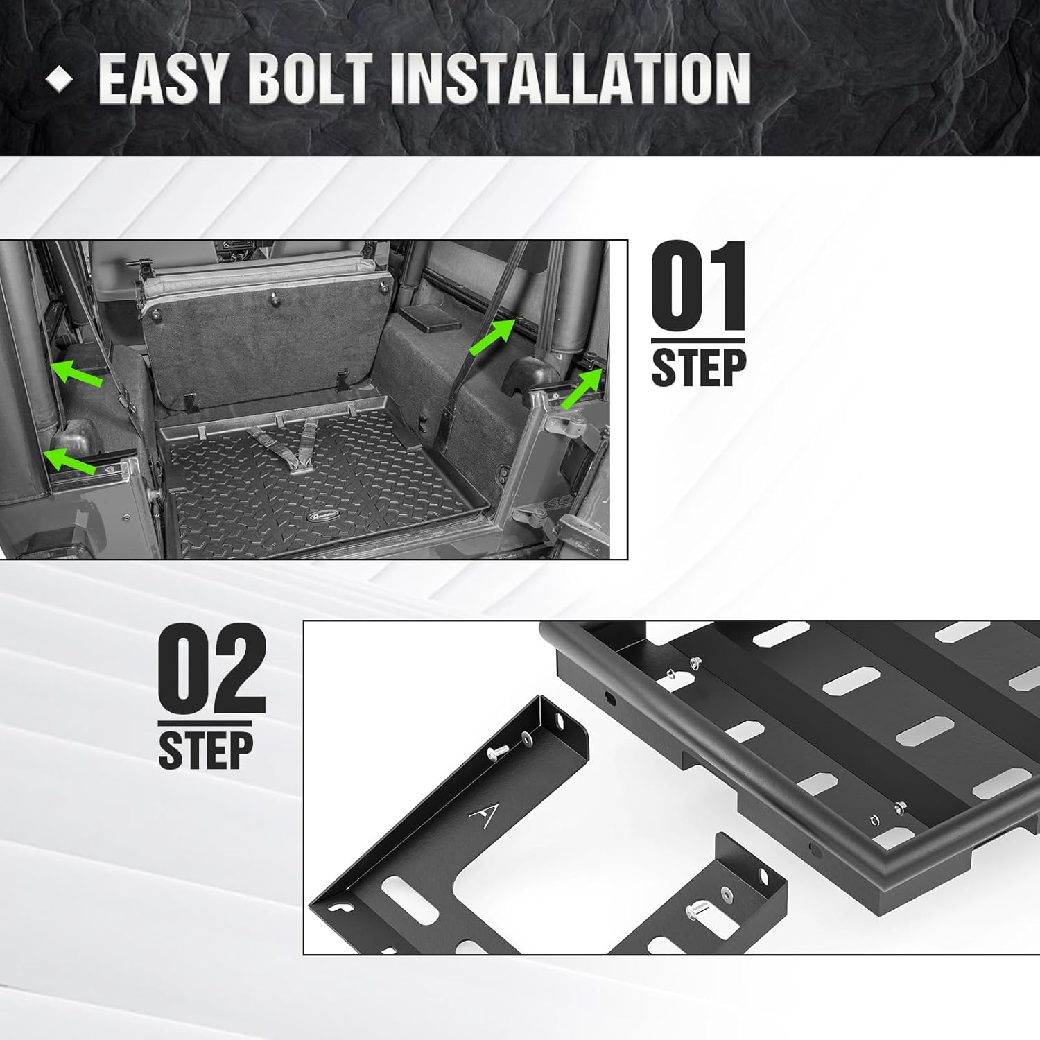 Rear Trunk Cargo Rack Basket Tray with EVA Foam Compatible for 2007-2026 Jeep Wrangler JK JKU & JL JLU Unlimited 4 Door Hardtops, Interior Storage Luggage Carrier Shelf (Heavy Duty 350 LBS)