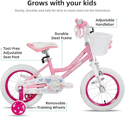 Miniatura 2 de JOYSTAR Angel Girls - Bicicleta para niños pequeños y niños de 2 a 9 años de edad, 12, 14, 16, 18 pulgadas con ruedas de entrenamiento y cesta,