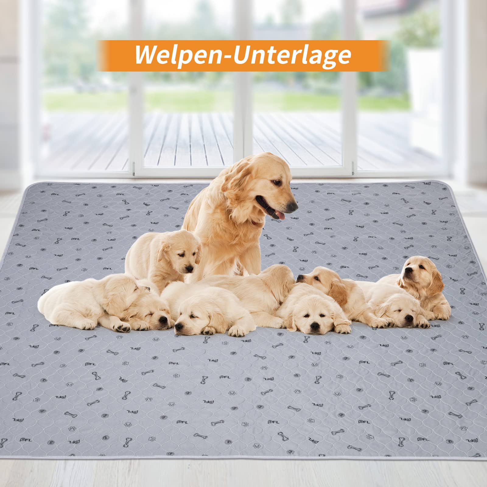 4 stuks puppymatten, wasbaar, 60 x 45 cm, herbruikbare pipi-matten, hondendeken, waterdicht, antislip, hondenmat, incontinentie-urinematten voor vloer, bank, auto, reizen