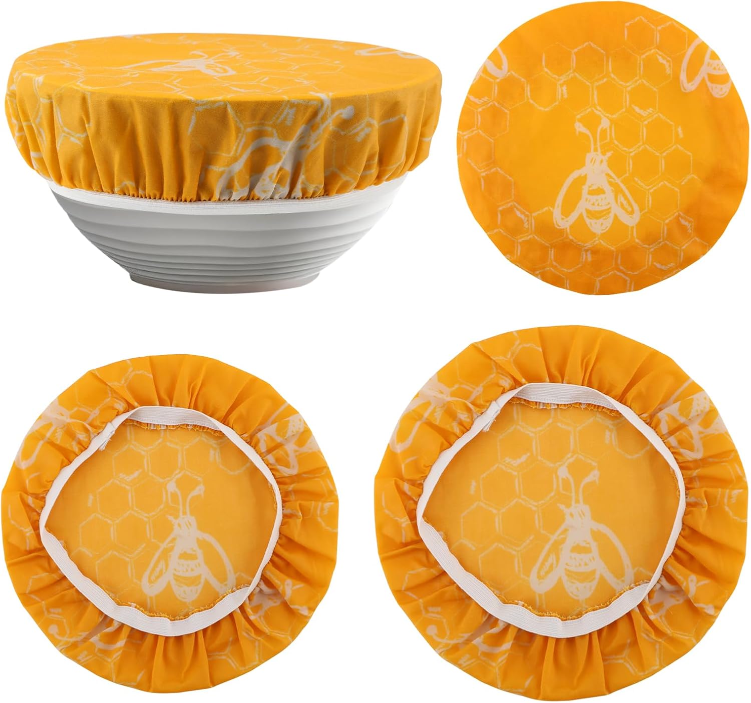 Reusable Cloth Bowl Covers, Bowl Covers, 100% Cotton, Elastic Cotton Cloth Sourdough Cover - Shower Caps for Sourdough Bread Bowls Covers (COLOR:orange)