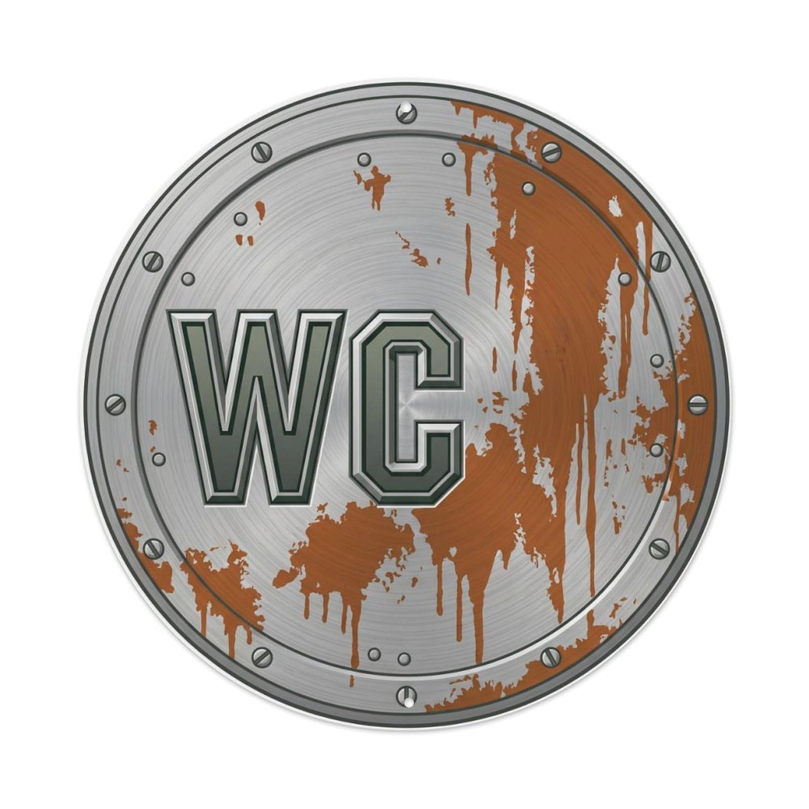 Toilet （WC） Industrial Rusty Ornament Metal Tin Sign Plaque Wall Decor for Cafe, Club Bar, Office, Home Garden Round Metal Poster 8x8Inch