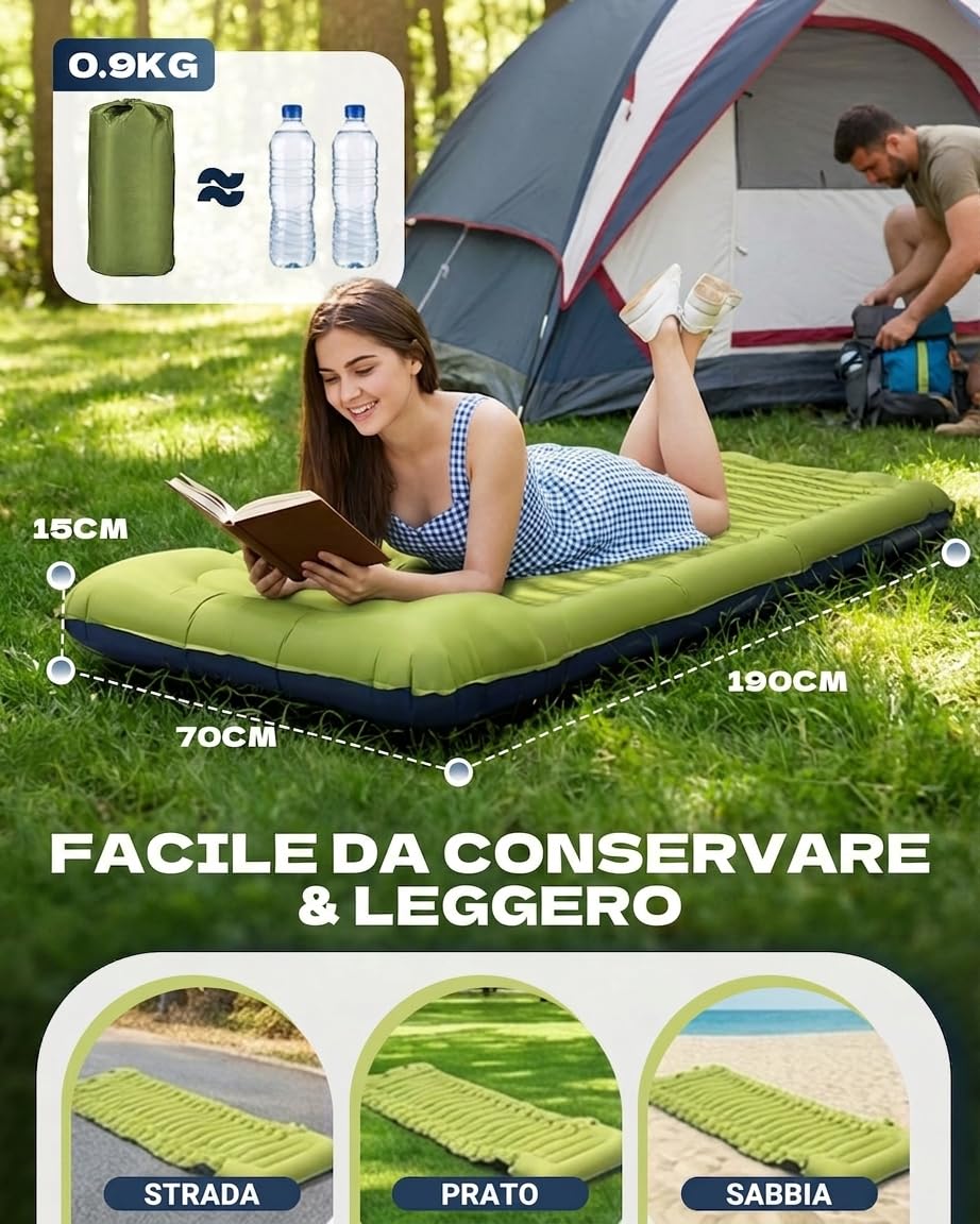 Colchoneta Hinchable Ultraligera para Camping, Colchón de Dormir Portátil y Resistente, Alfombra Inflable Multiusos para Actividades al Aire Libre, Senderismo y Estancia en Tienda de Campaña