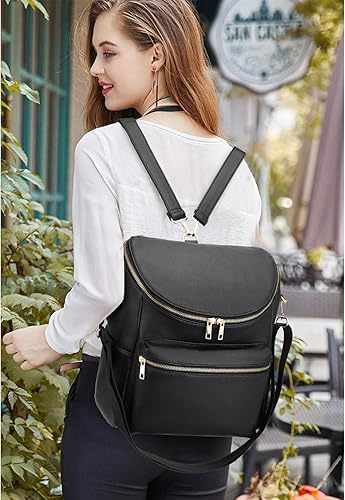 Miniatura 7 de Mochila para pañales de cuero para mujer, grande con correas de remolque, capacidad para ropa húmeda, extractor de leche, botella de leche, Negro,