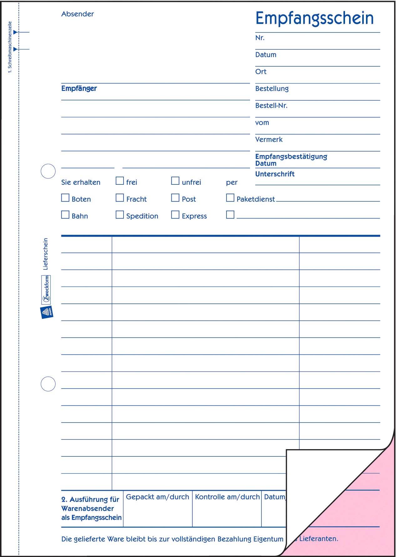 Avery Zweckform 726-5 Lieferschein A5 mit Empfangsschein 2x50 Blatt 5er Pack
