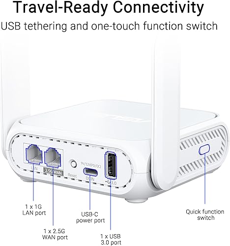 ASUS RT-BE58 Go Dualband WiFi 7 Travel Router (bis zu 3600 — nuotrauka 6