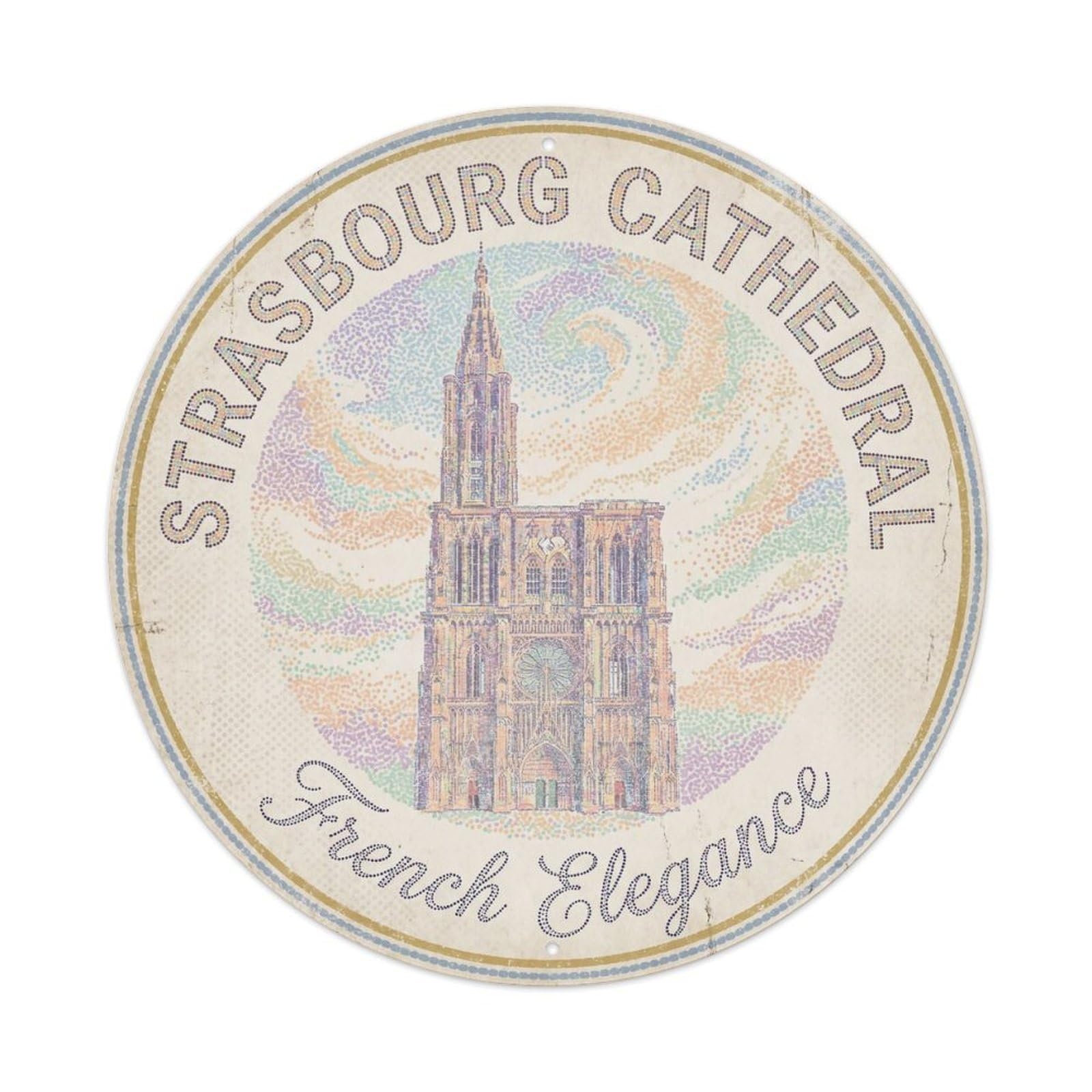 Vintage Travel Tower France Cathedral 3036 Metal Tin Sign