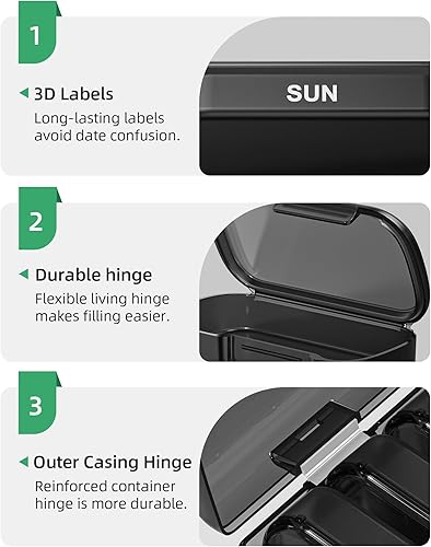 Miniatura 5 de PULIV Pastillero semanal con gran capacidad, pastillero de doble protección para 7 días, resistente a la artritis, fácil de abrir, organizador de