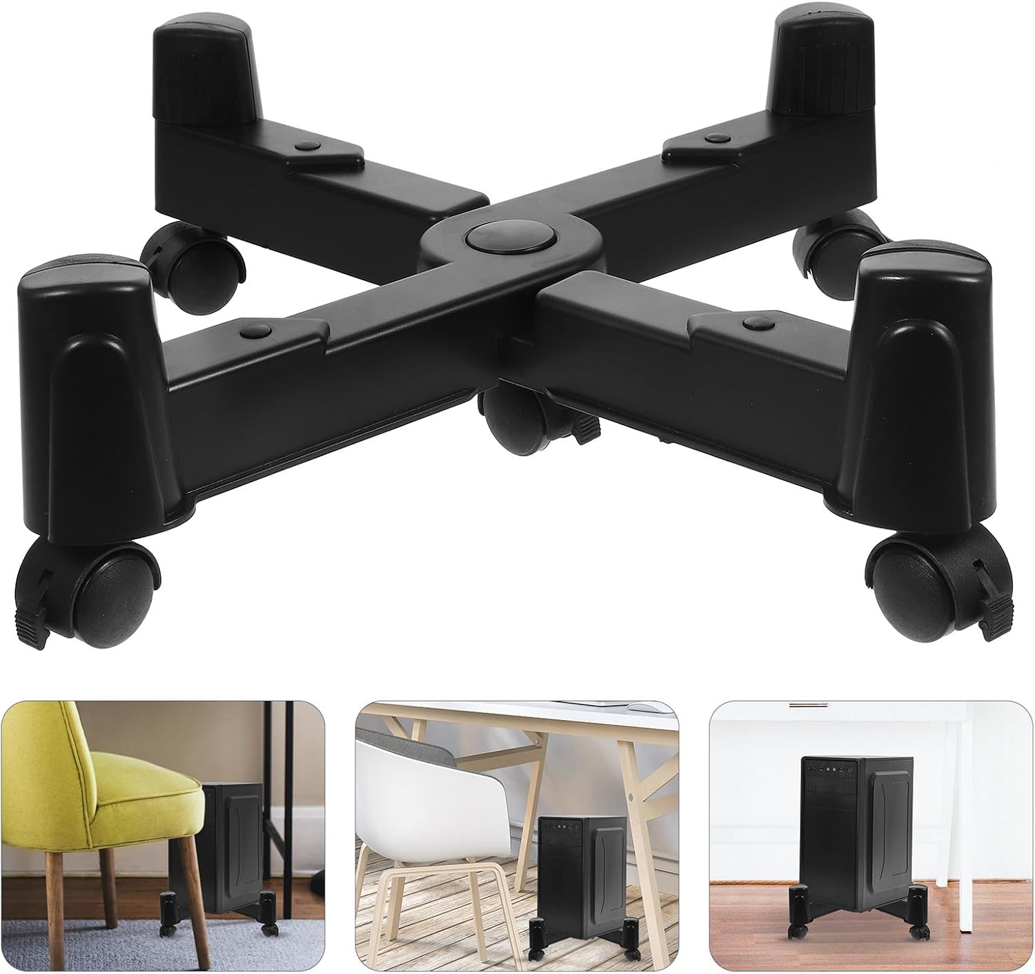 Mobile Computer Tower Stand with Wheels -Frame CPU Holder Under Desk PC Tower Cart for Home Office Desktop Organization