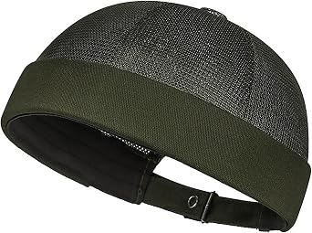DIYDECAL Mens Mesh Brimless Cap,Summer Skullcap Docker Beanie Hat