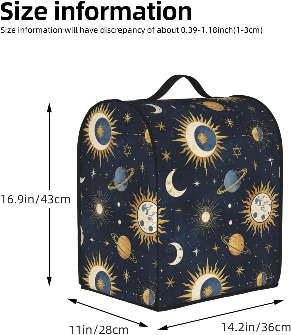 Stand Mixer Cover with Pockets Blue and Navy Sun with Moon for 6-8 qt Coffee Maker Blender Covers Accessories