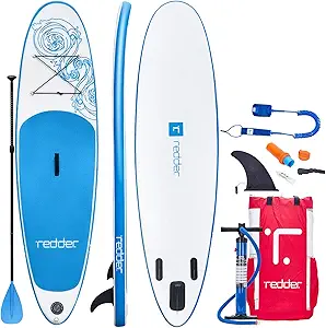 Redder Inflatable Stand Up Paddle Board – Vortex 10' All-Round SUP for Adults & Kids, Includes Paddle, Leash, Backpack, Pump, Repair Kit, Non-Slip Deck, 4 D-Rings for Kayak Seat