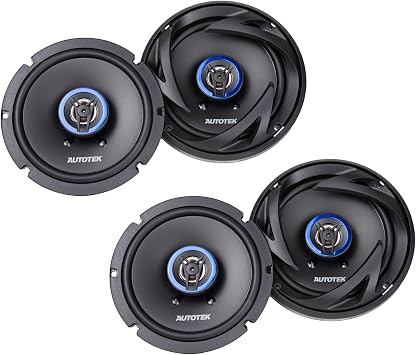 Autotek 2 Pack Street Machine 6.5" 2-Way Shallow Car Audio Coaxial Speakers with Neo Mylar Soft Dome Tweeters for Crystal Clear Sound & Poly Cones