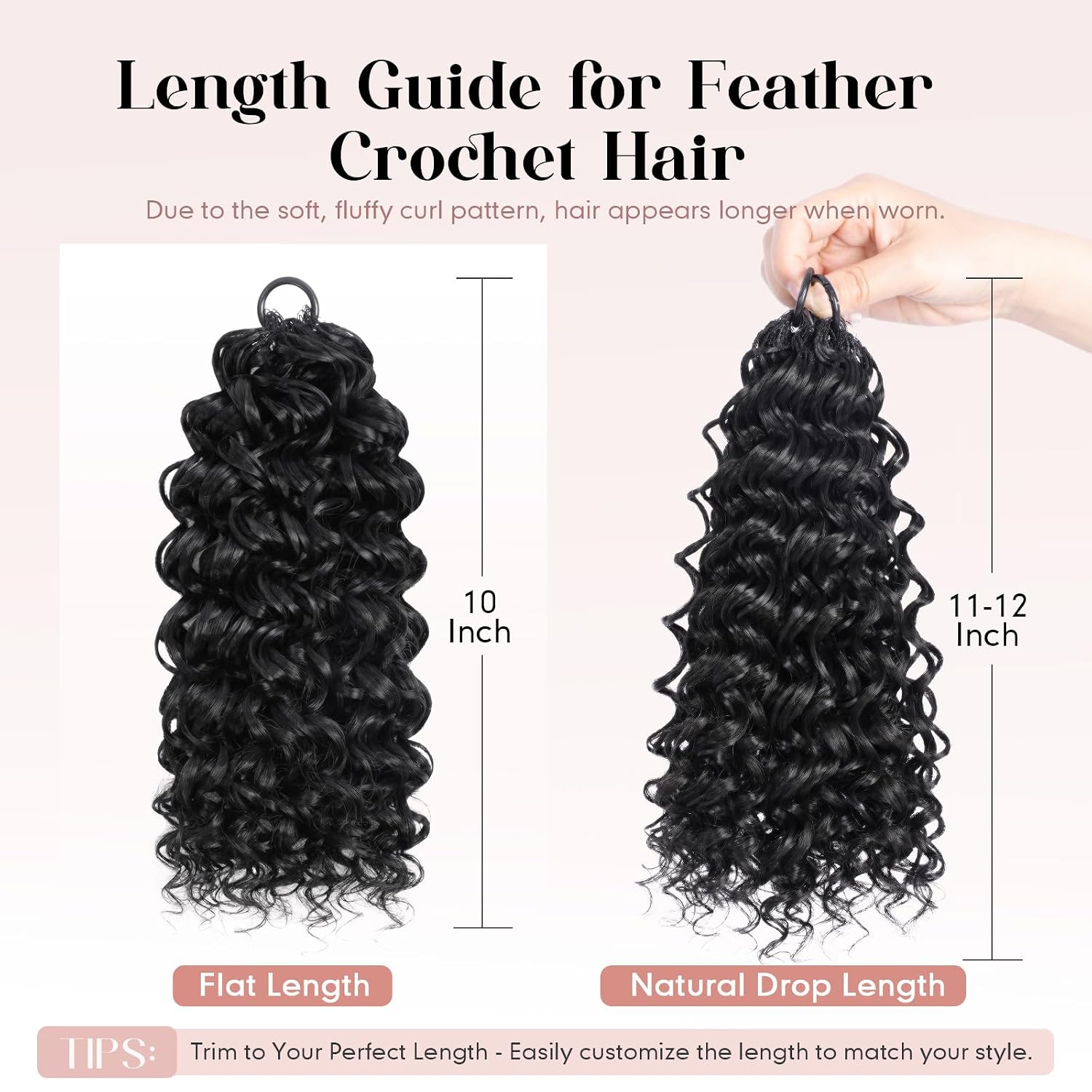 Miracle Knots Feather Crochet Hair for Black Women, 10 Inch 50 Strands Human Hair Like Soft Touch, Pre-Separated Knotless Gogo Curl Crochet Hair (1B)