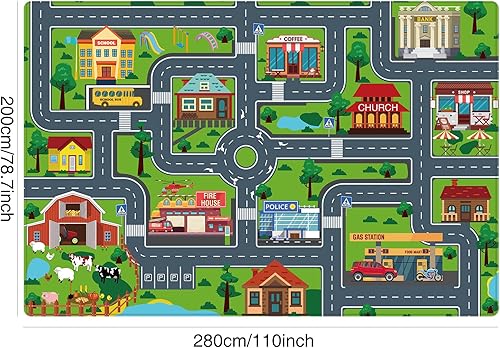 Miniatura 2 de Alfombra de juegos para niños, alfombra de juegos para niños, alfombra de coche para niños, alfombra de juegos para niños, alfombra de mapa de ruta