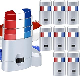 8 barras de pintura facial roja, blanca y azu...