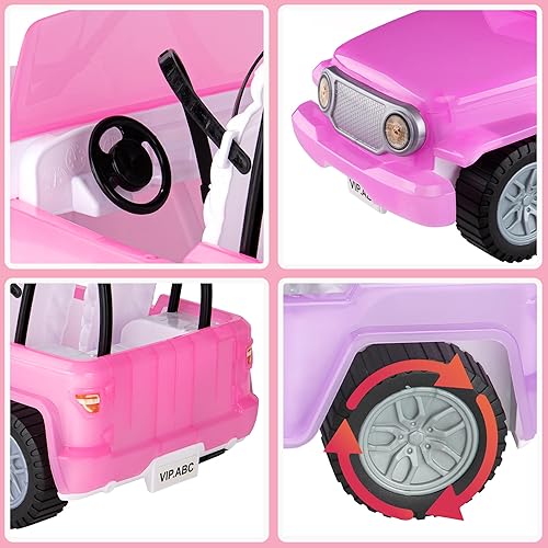Miniatura 4 de Coche de juguete de moda para muñecas, vehículo de muñeca todoterreno que cambia de color bajo la luz solar, auto convertible rosa de 2 asientos con