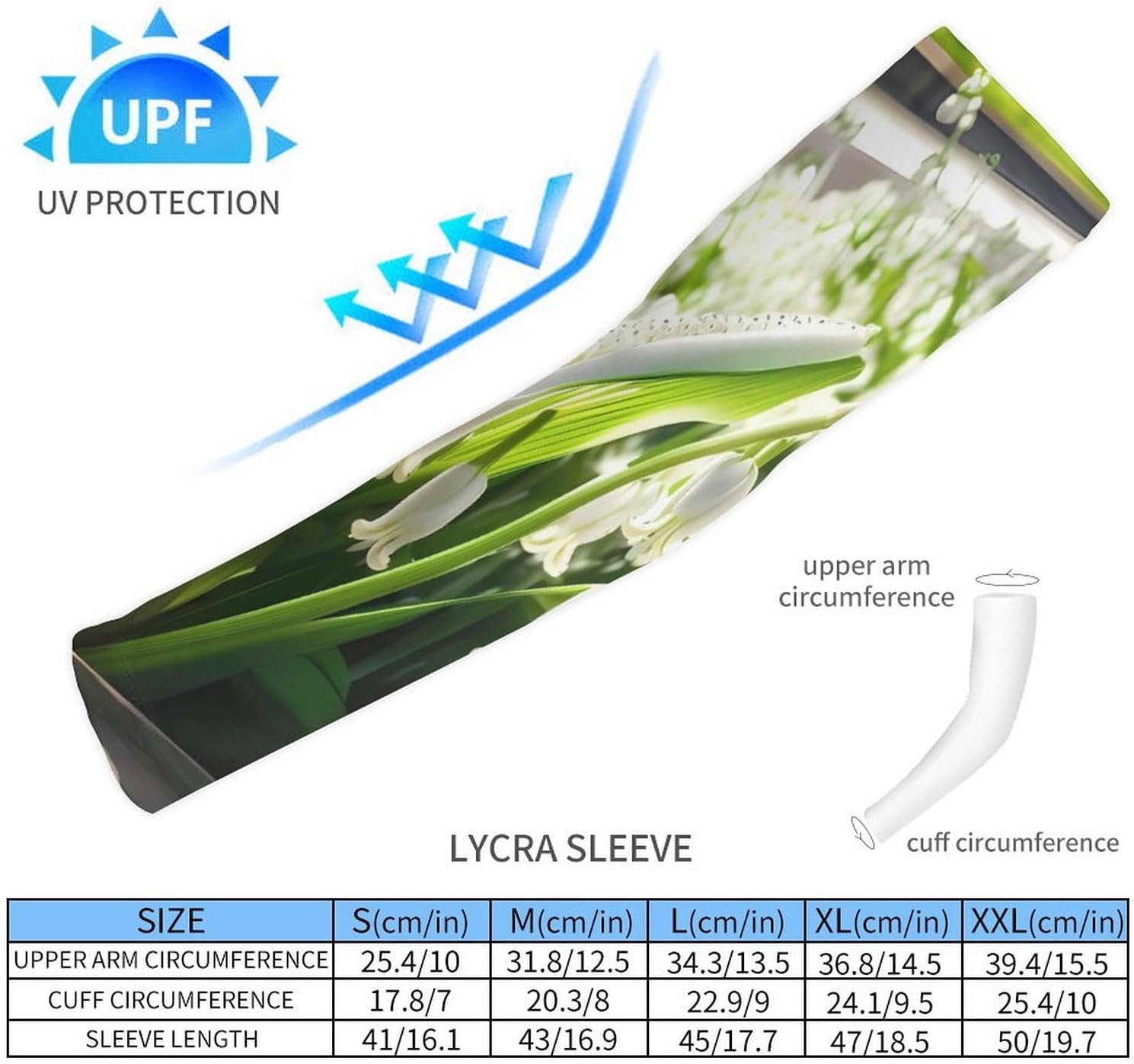 Cooling Arm Sleeves for Men Women Compression Arm Sleeve Bell Orchid Print UV Sun Protection Arm Sleeves