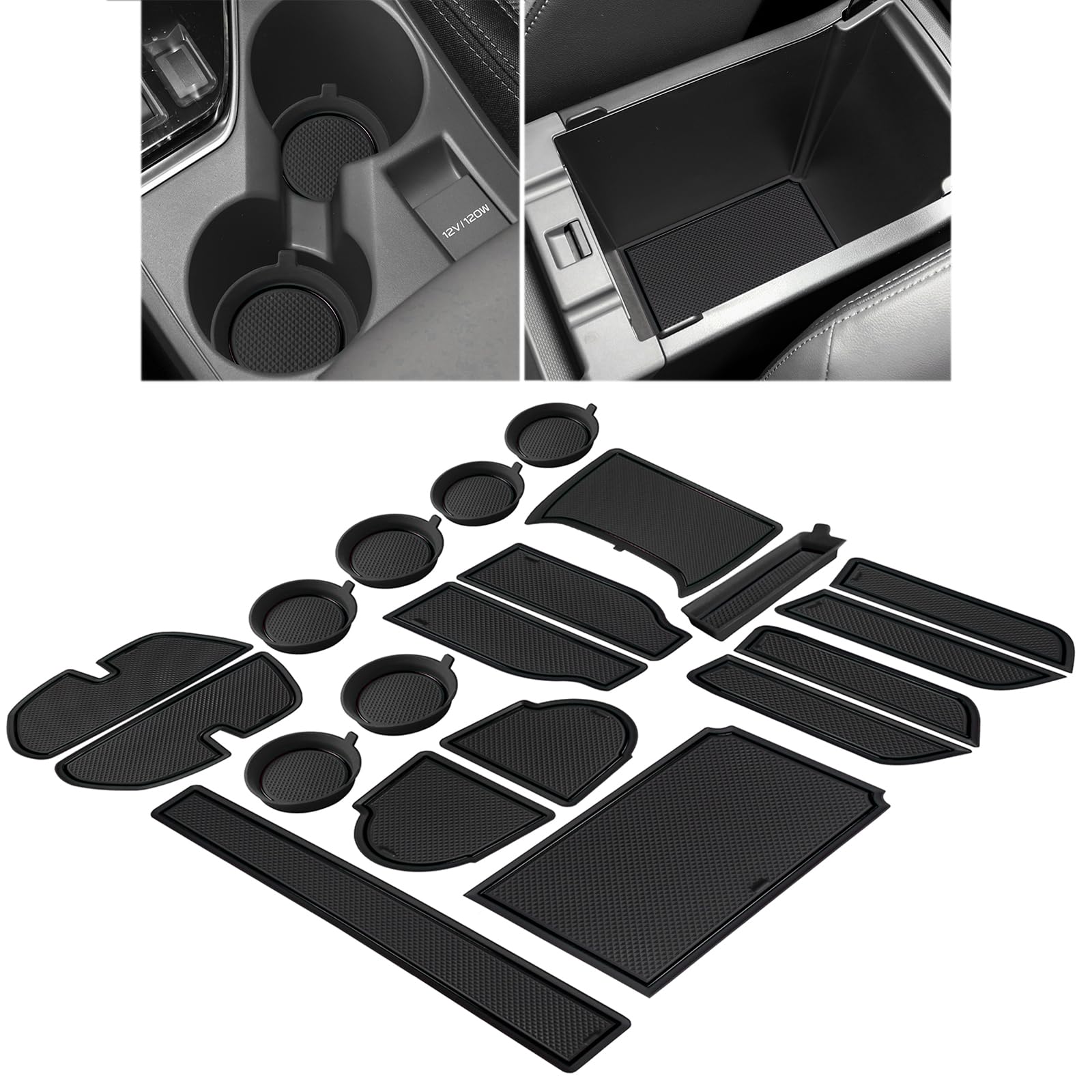 SENSHINE Cup Holder Insert for Subaru Crosstrek Accessories 2024 2025 Impreza Accessories 2024 2025 Center Console Liner Door Pocket Slot Mat Non-Slip Anti Dust Cup Coaster Pad 20Pcs (Black Trim)