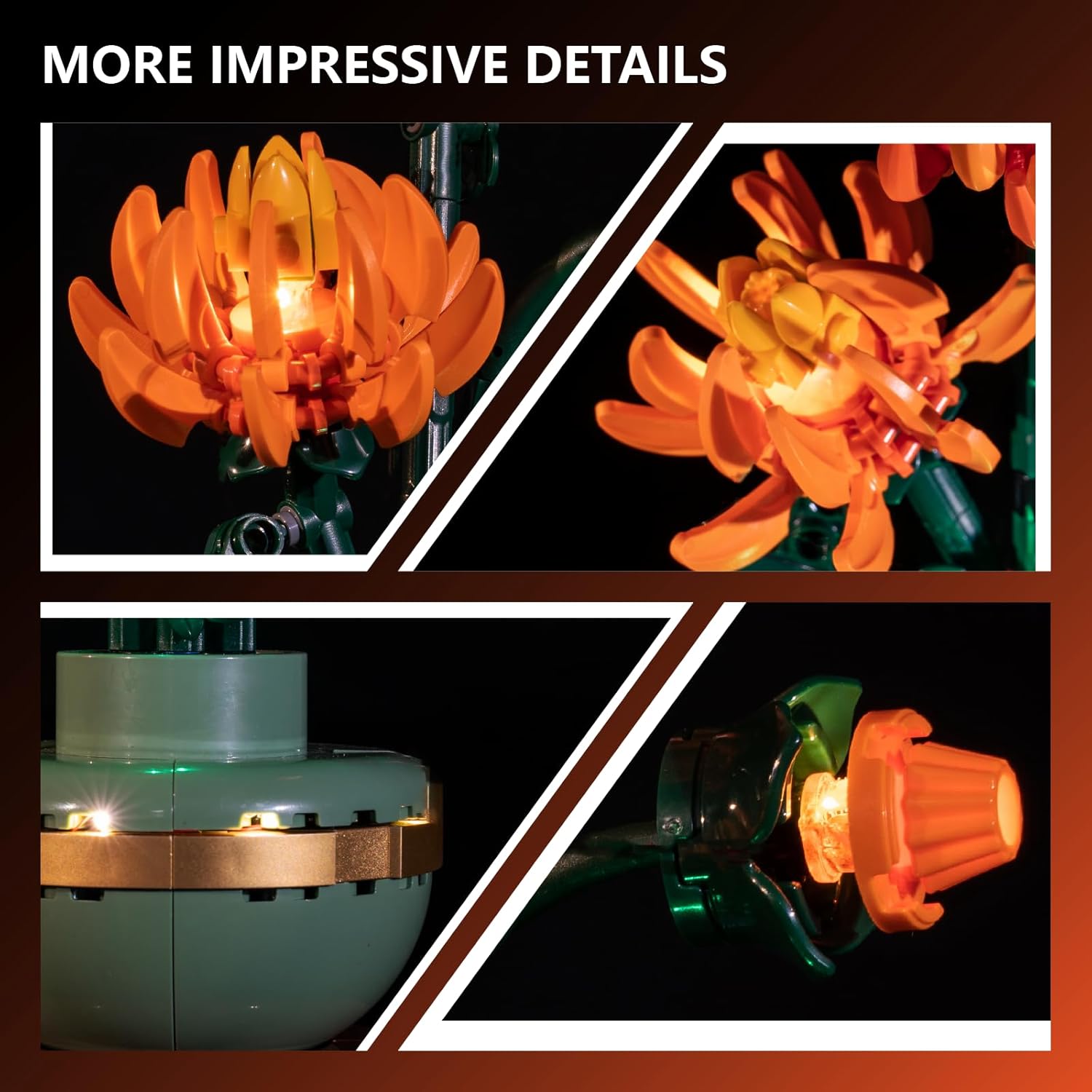LED Light Kit for Lego Chrysanthemum 10368 Flowers– Compatible with Lego Botanical Chrysanthemum Collection, Lighting Set for Lego 10368 Model (NOT Included The Building Set)