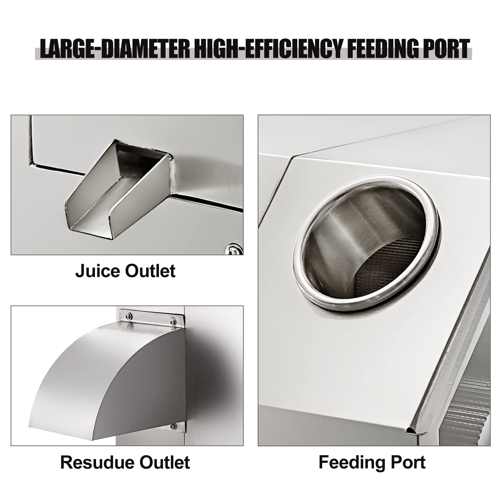 Estrattore di succo di canna da zucchero, pressa elettrica in acciaio inossidabile da 400 W con spremiagrumi a tre rulli per ristorante, macchina per succo di sorgo dolce, alta efficienza