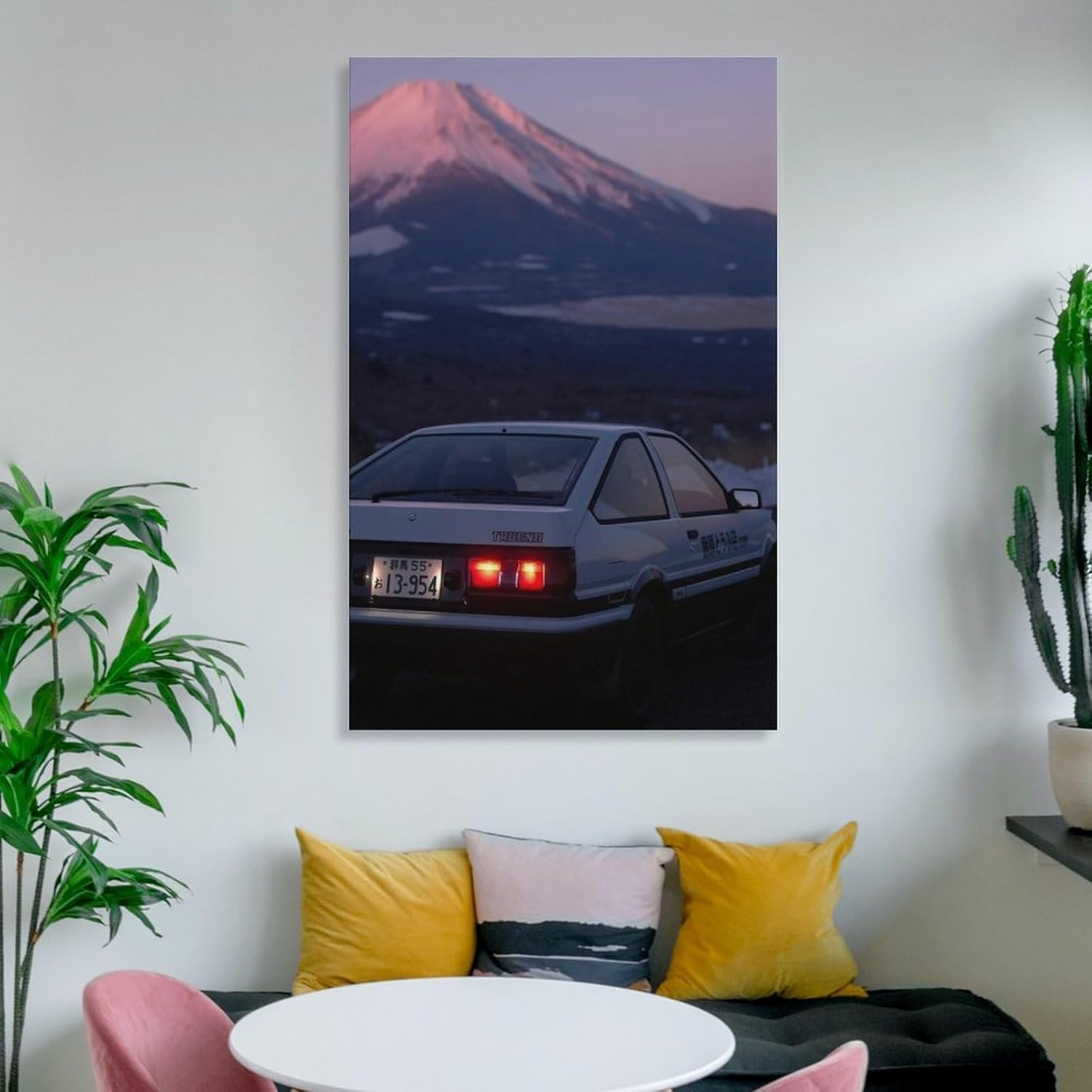 Jdm Car Ae86 Tail Light Mount Fuji Art Car Posters & Prints Car Canvas Wall Art Living Room Decor for Men Aesthetic Paintings Pictures Wall Decor Framed Unframed 12x18inch(30x45cm) - Image 6