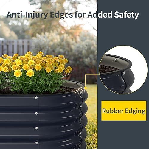 Miniatura 46 de Kesfitt Kit de cama de jardín elevada galvanizada, cajas de metal 7 en 1 de 18 pulgadas de alto con bordes de seguridad, 8 x 2 x 1.5 pies modulares