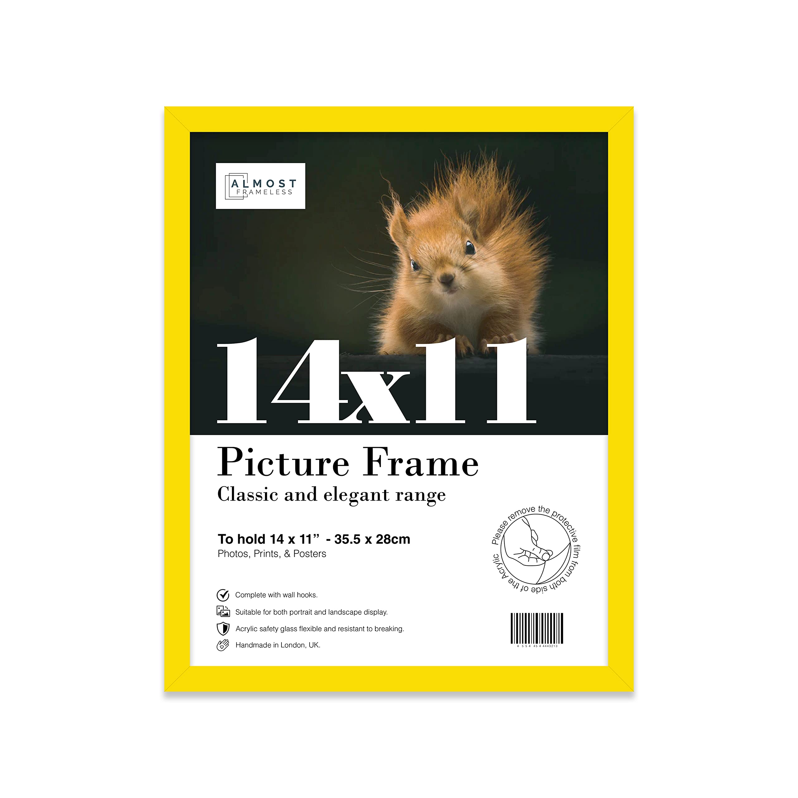 14x11 Inch Yellow Photo Frame Wall Mountable Picture Frame Standard Photograph Size, 14" X 11" (36 X 28cm)