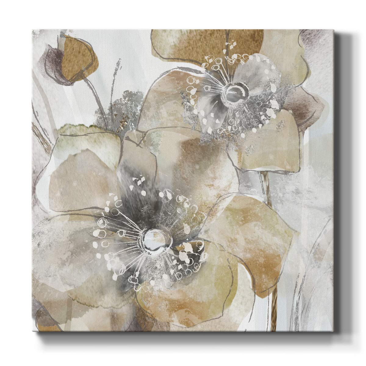 Renditions Gallery Taupe Spring Poppy Wall Art Premium Gallery Wrapped Canvas Decor Ready to Hang 16 in H x 16 in W Made in America Print AZS-WC07-