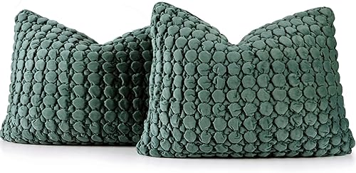 Vista 24 de Juego de 2 fundas de almohada bohemias de 18 x 18 pulgadas, fundas de almohada decorativas de estilo rural de terciopelo, fundas de cojín cuadradas