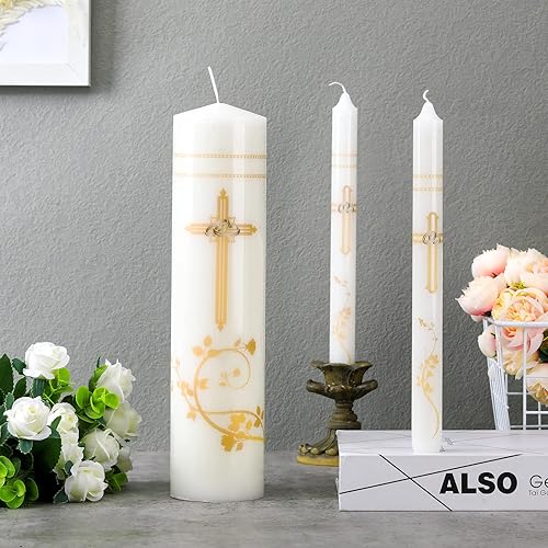 Miniatura 7 de Frienda Unity - Juego de velas para ceremonia de boda, unidad de boda, velas cónicas católicas, accesorios para ceremonias religiosas (estilo retro)
