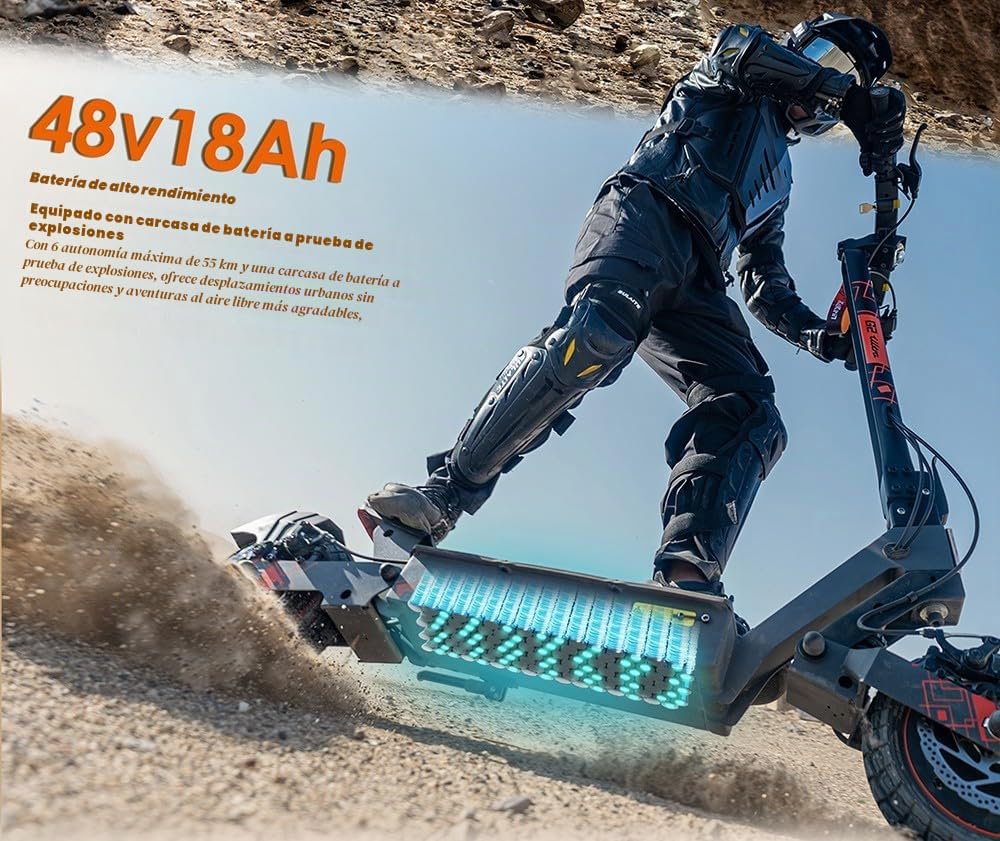 Patinete eléctrico Plegable KuKirin G2 Ultra, 2 Motores, batería de 48 V y 18 Ah, neumáticos de 10 Pulgadas, autonomía máxima de 55 km, suspensión de Muelle Delantera y Trasera