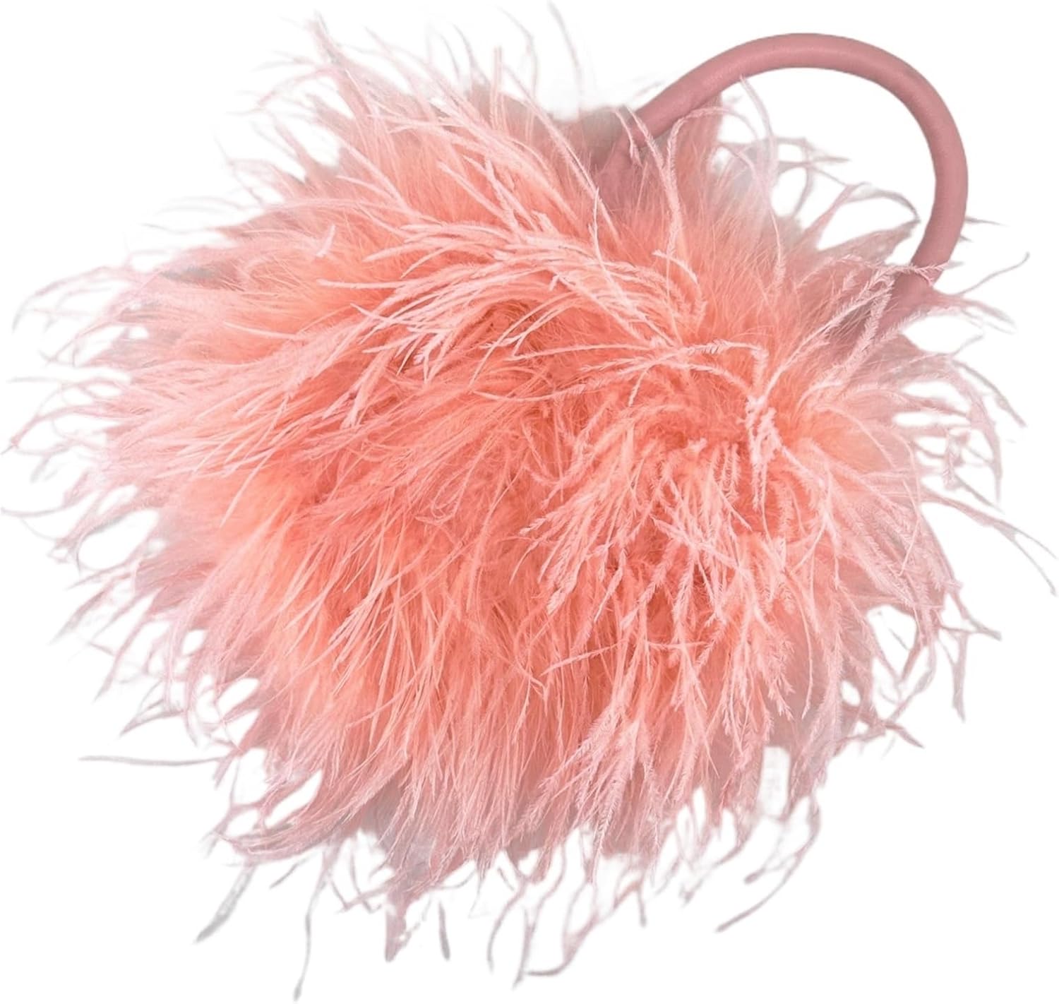 Feather Mini Handbag Furry Women Change Purse For Party for Autumn and Winter(Peach fuzz)