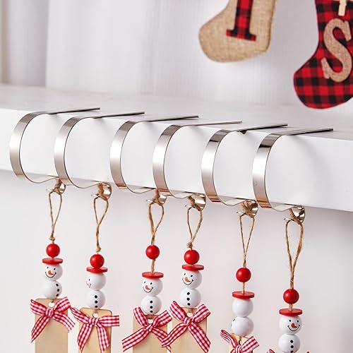 Miniatura 2 de Soportes de calcetín de Navidad para repisa, juego de 6, soportes de calcetín ajustables antideslizantes para repisa, ganchos de calcetín para