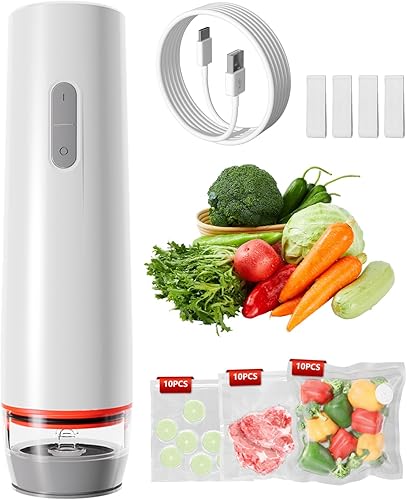 Sellador al vacío para alimentos con 30 bolsas de vacío reutilizables, 6 veces bloqueo de frescura, máquina selladora al vacío portátil inalámbrica disponible en Yaxa Colombia