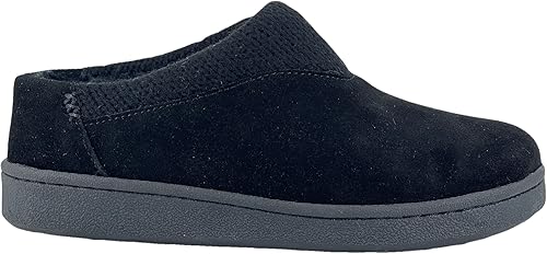 Miniatura 2 de Clarks Pantuflas de gamuza para mujer JMH2175 con cuello de punto, forro de piel sintética de felpa suave, pantuflas de casa para interiores y