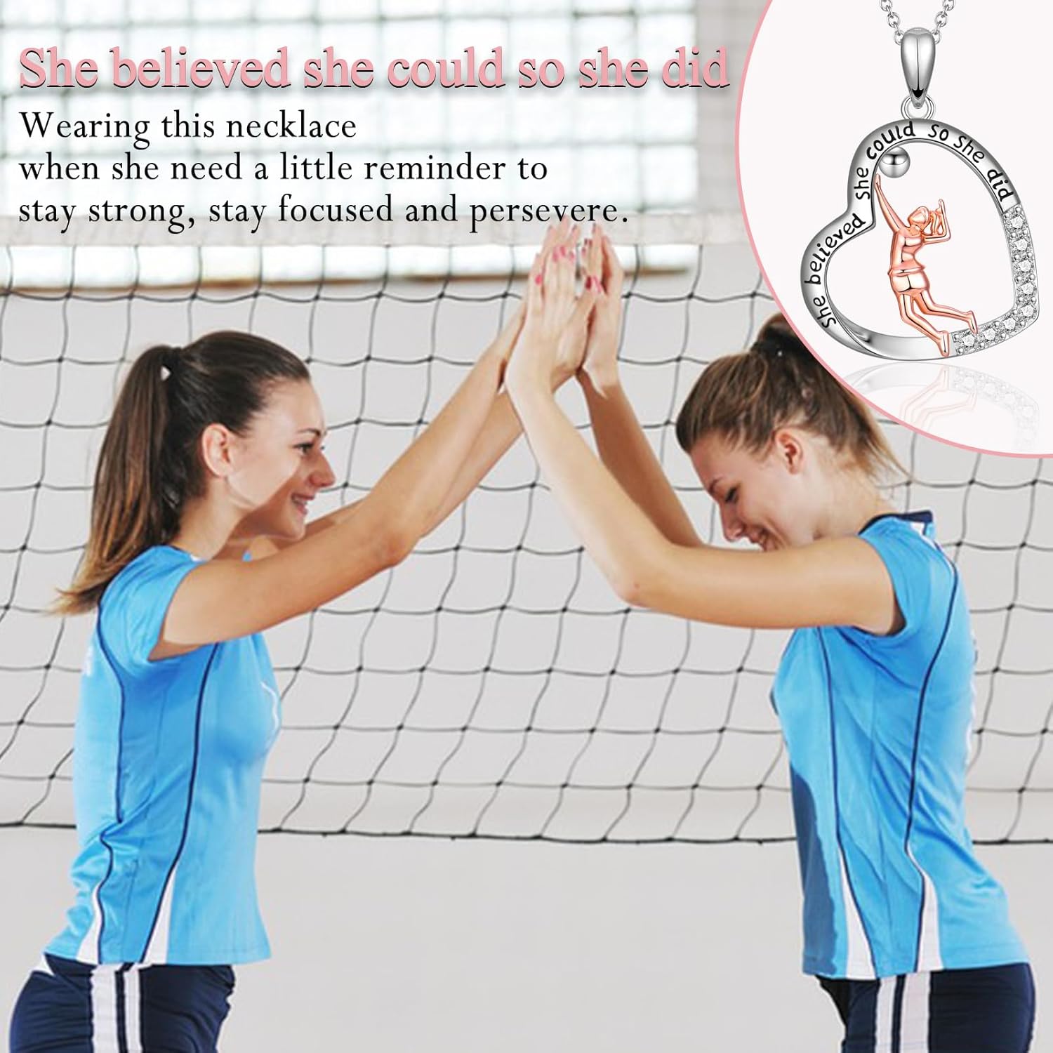 Volleyball Necklace Gifts for Teen Girl Women Volleyball Players Lovers Team Coach on Birthday Christmas Valentines Mothers Day Graduation Back to School - Image 2