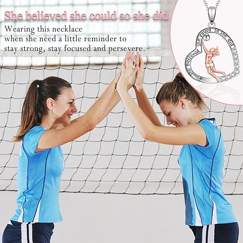 Miniatura 2 de ACOGVN Collar de voleibol para adolescentes y mujeres, regalos de noche de voleibol para jugadores de voleibol, amantes del voleibol, entrenador de