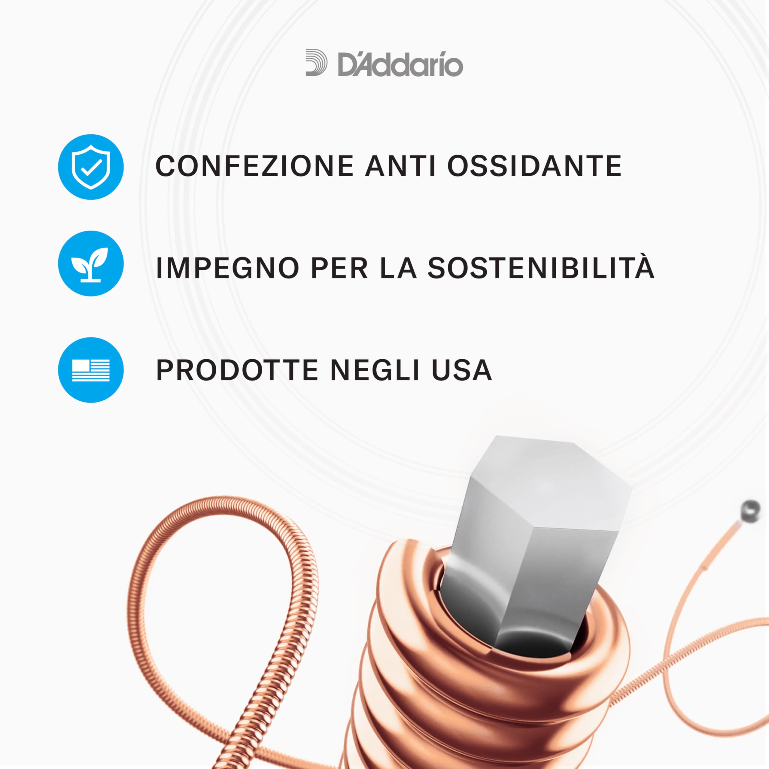 D'Addario Corde Chitarra Acustica | Corde per Chitarra Acustica | Corde Acustica | EFT16 Set Corde Acustica Flat Tops Phosphor, Bronzo, 12-53