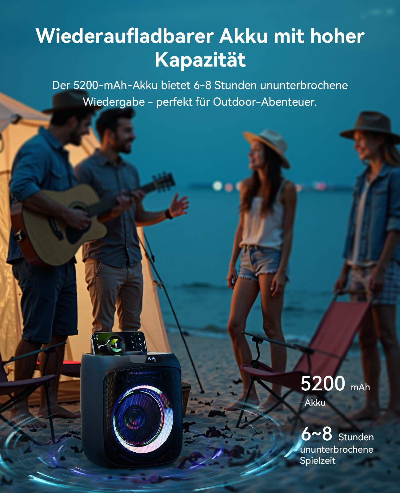 GKS60 Karaoke-Maschine Erwachsene, Bluetooth-Partylautsprecher, 2 Mikrofone