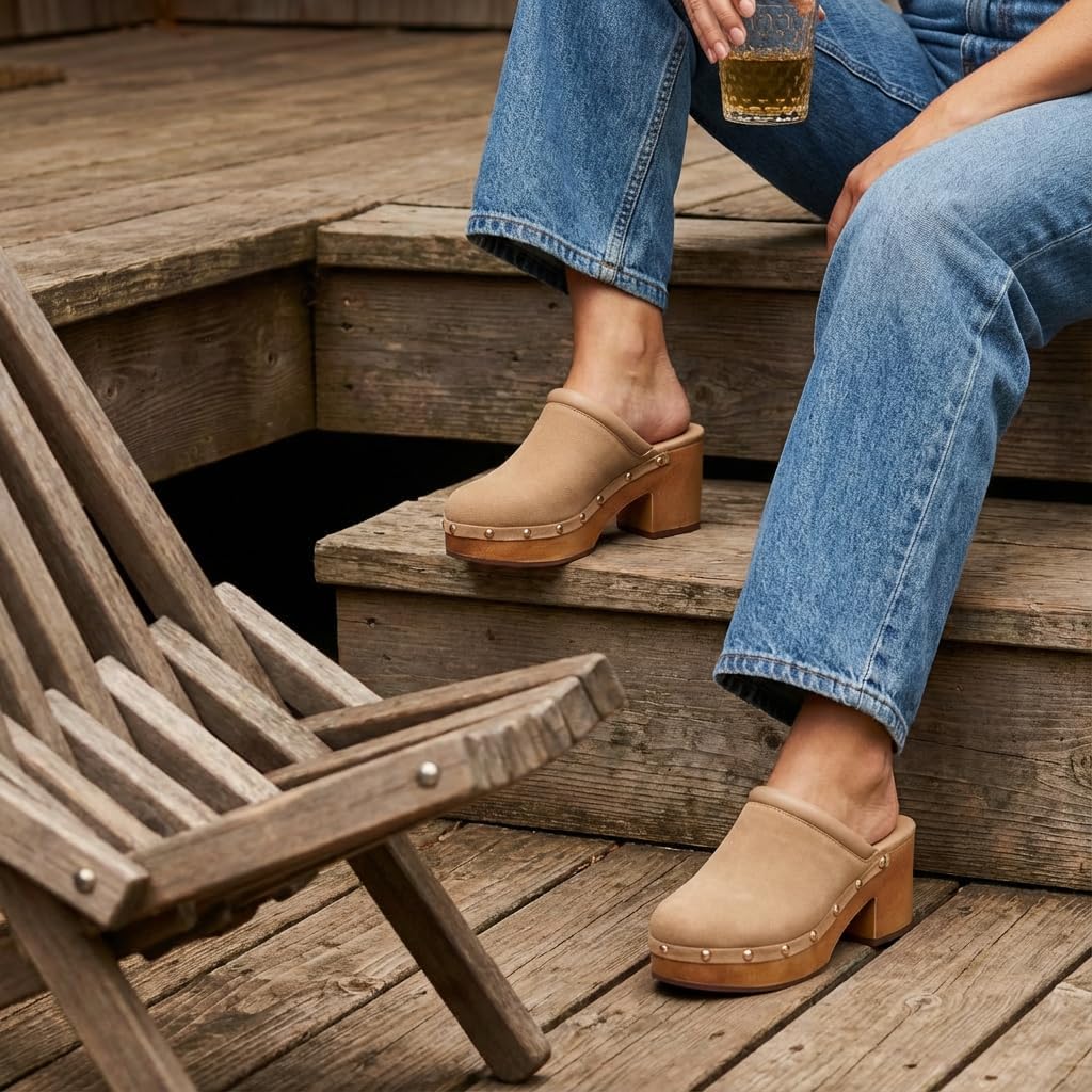 CUSHIONAIRE Women's Guest Faux Wood Clog with Memory Foam Padding, Wide Widths Available - Image 2