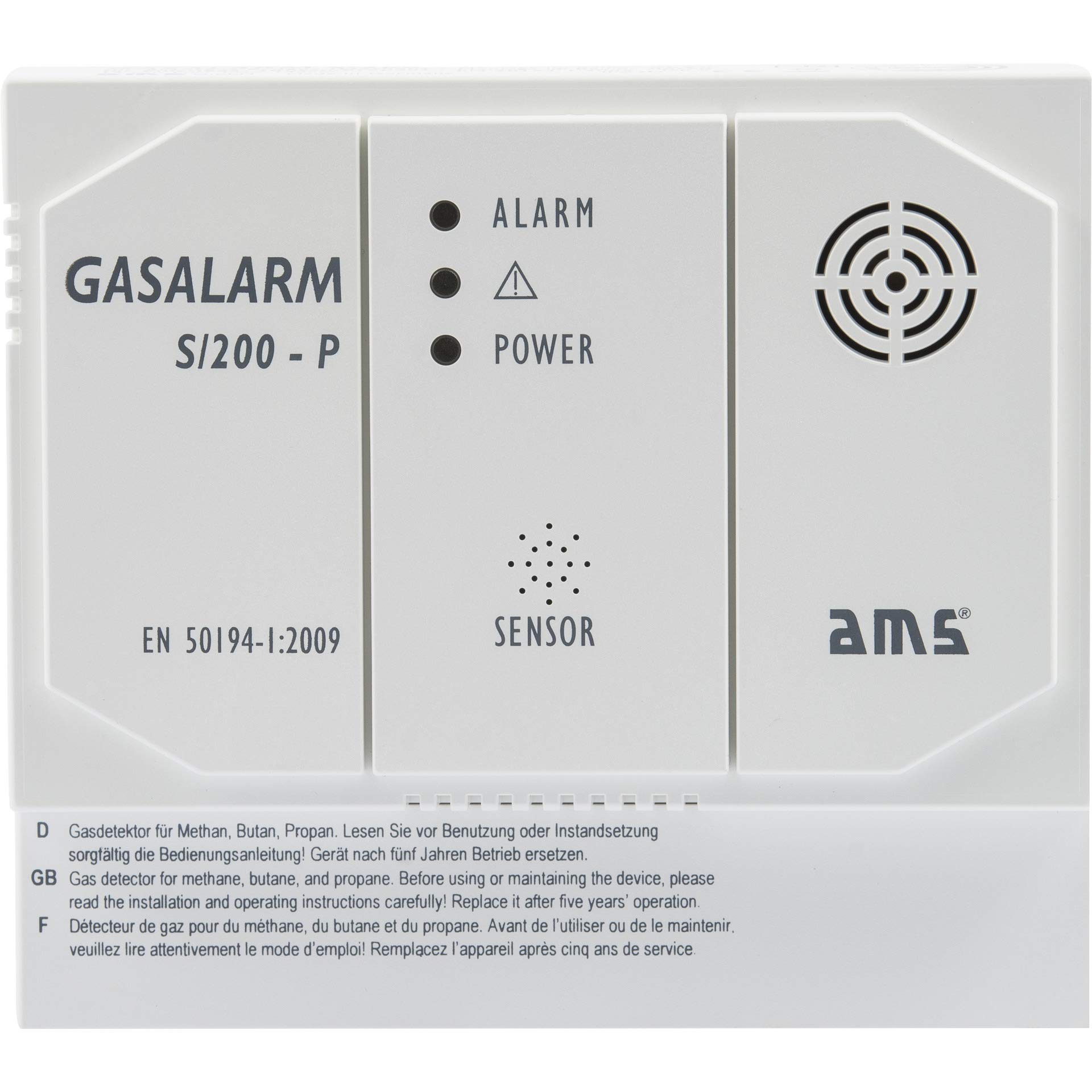 Gasmelder Erdgas+Flüssiggas Gasalarm S/200-P 230 Volt AMS - mit Schaltausgang