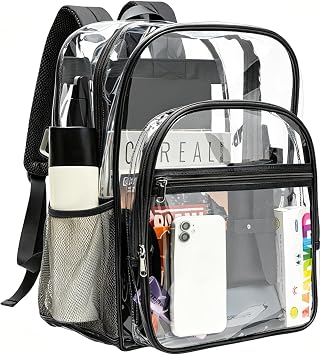 gdbis Clear Backpack for School- 17 inch Heavy Duty Large Clear Bookbag | 2 Front Pockets, See Through Backpack for Girls Boys, Transparent Clear Bag for Work, College, Travel, Age 12+ Students