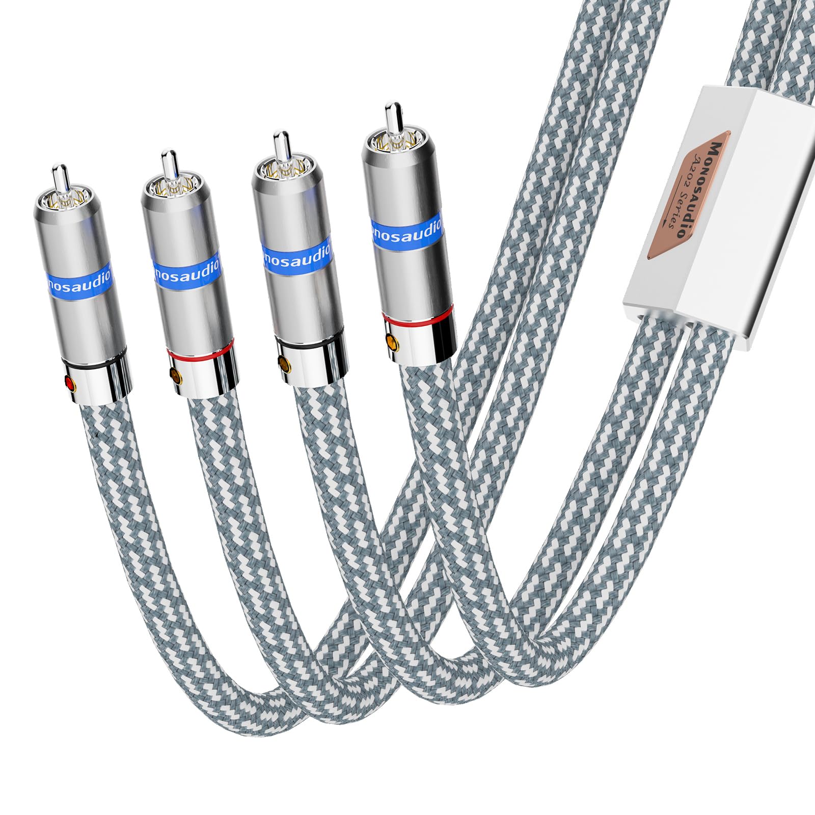 Monosaudio Par de cables RCA para audiófilos de 17 AWG, 5 N, OFC, color rojo, cobre puro, chapado en rodio, cable de señal de audio, cable de micrófono con divisor para cine en casa, HDTV,