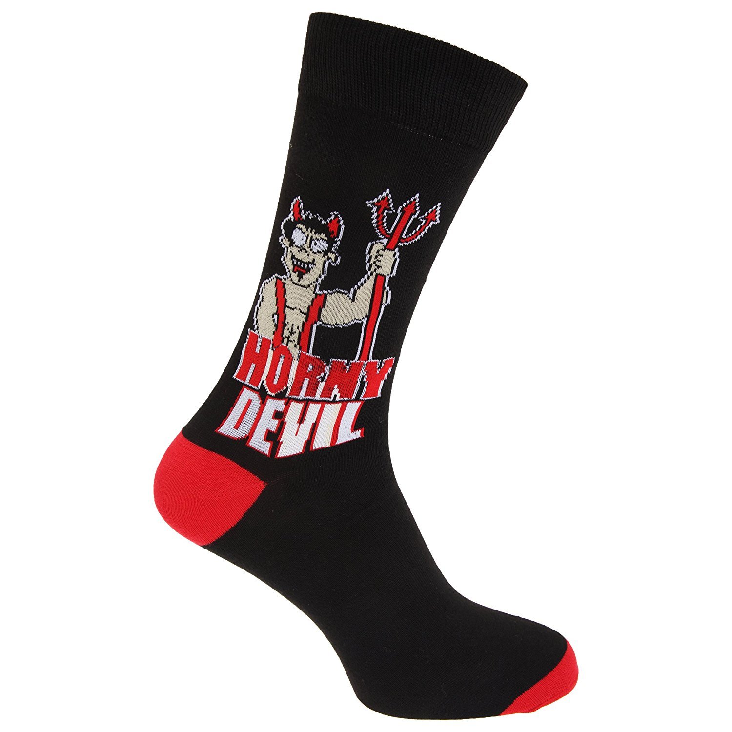 Hduk Mens Socks Men's Black /Boys Fun Novelty Slogan Socks/Perfect Gift Idea/Uk 6-11 Eur 39-45 (Horny Devil)