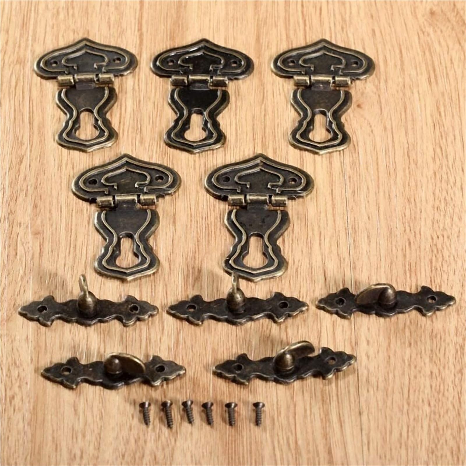 Chiusura a scatto for scatola antica, Gancio di chiusura antico, Chiusura a scatto con fibbia a gancio retrò anticata, 5x Scatola regalo for gioielli decorativi in ​​stile retrò in ottone e legno Chiu